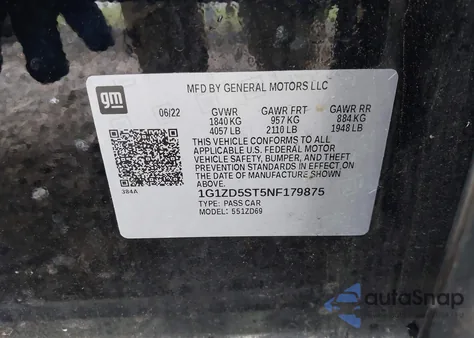 2022 Chevrolet Malibu Fwd Lt from USA, damaged, VIN 1G1ZD5ST5NF179875